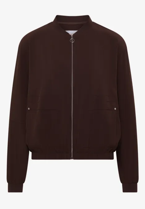 Blouson in Unifarbe mit Zipper brown cacao Dunkelbraune Bomberjacke mit Reißverschluss, Seitentaschen und geripptem Bund sowie Ärmeln.