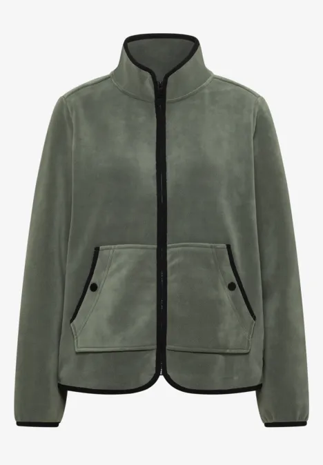 Fleecejacke mit Zipper und Stehkragen shadow khaki Khakigrüne Fleecjacke mit Stehkragen, Reißverschluss, kontrastierenden schwarzen Kanten und aufgesetzten Taschen.