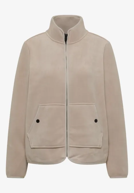 Fleecejacke mit Zipper und Stehkragen powder beige Beige Reißverschlussjacke mit hohem Kragen und zwei aufgesetzten Taschen, schlicht und modern.