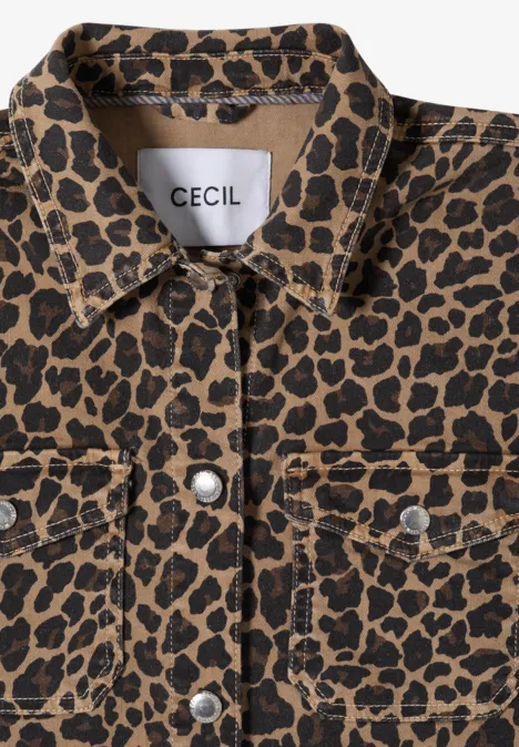 Leopardenmuster-Jacke mit Druckknöpfen und CECIL-Label