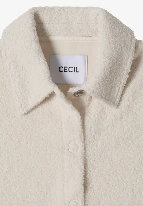 Teddy-Overshirt mit Knopfleiste teddy vanilla white Cremefarbene Teddy-Jacke aus flauschigem Sherpa-Material mit Knopfleiste und CECIL-Label.