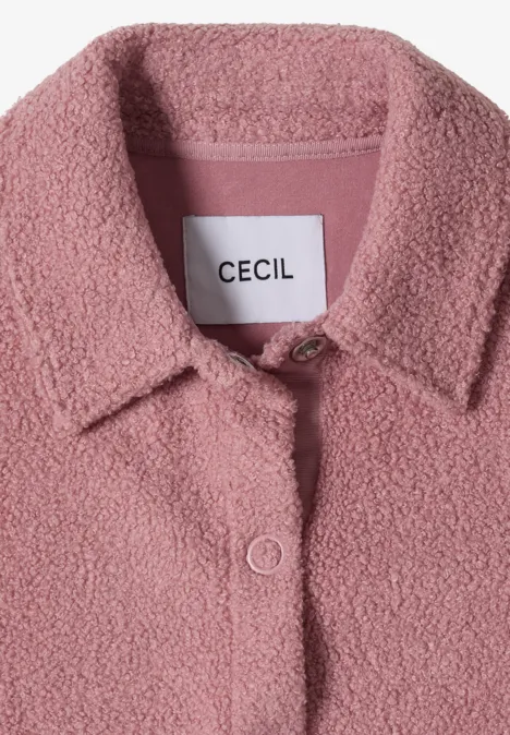 Rosa Teddy-Fleece-Jacke mit Knopfleiste