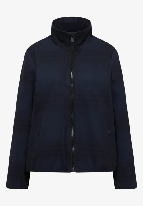 Karierte Jacke in Wolloptik mit Stehkragen urban dark blue melange Dunkelblaue, gesteppte Jacke mit durchgehendem Reißverschluss und hohem Stehkragen.