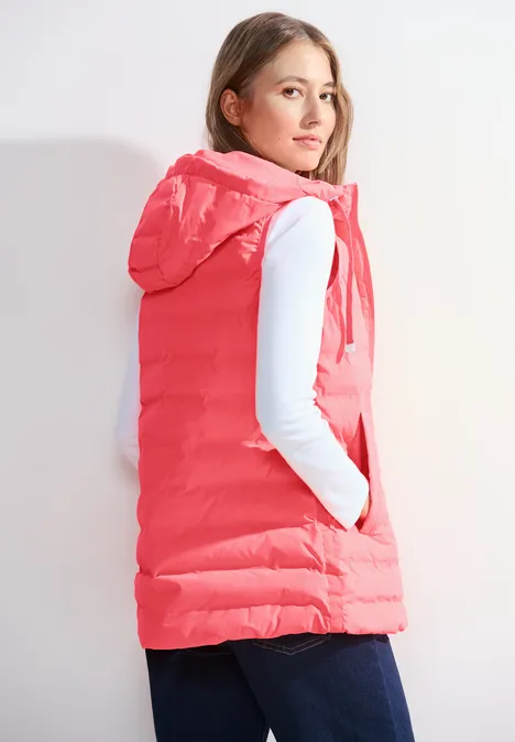 Longweste mit Kapuze vibrant coral