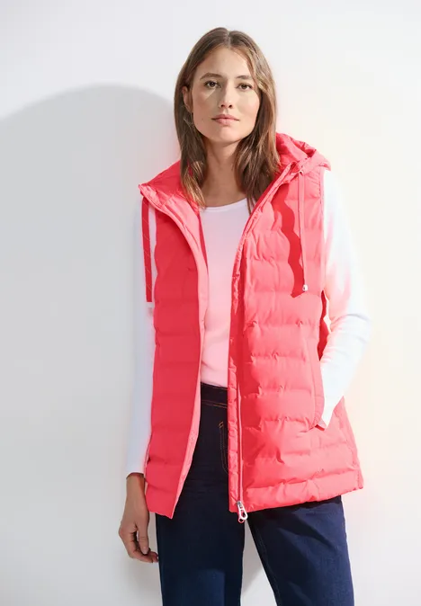 Longweste mit Kapuze vibrant coral