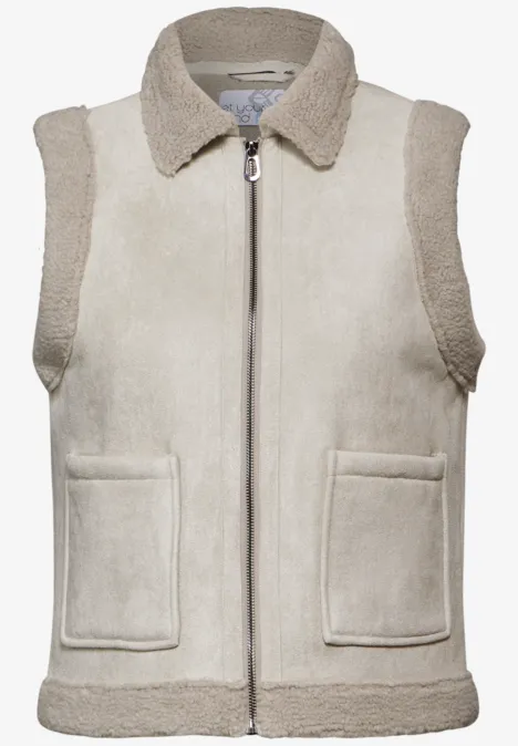 Weste im Velours-Look soft silver