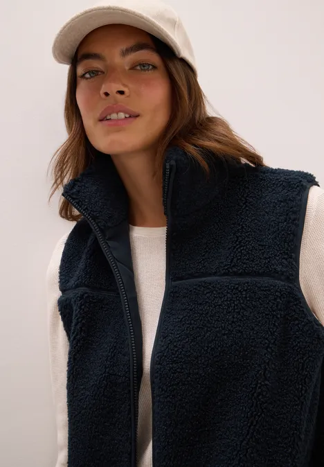 Kurze Teddy-Weste dark navy blue