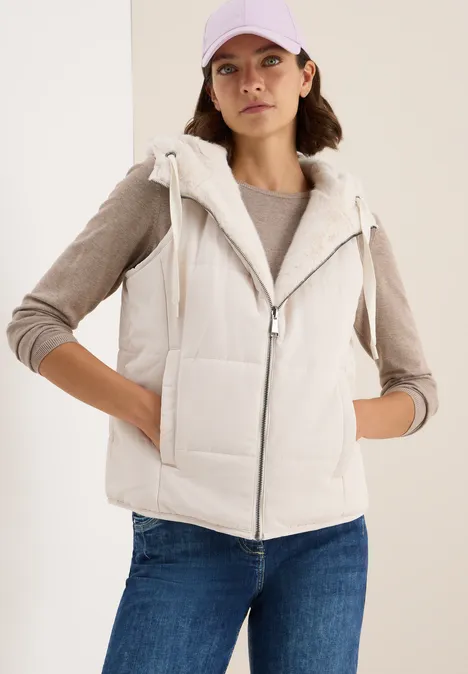 Wendbare Fake Fur Weste teddy vanilla white