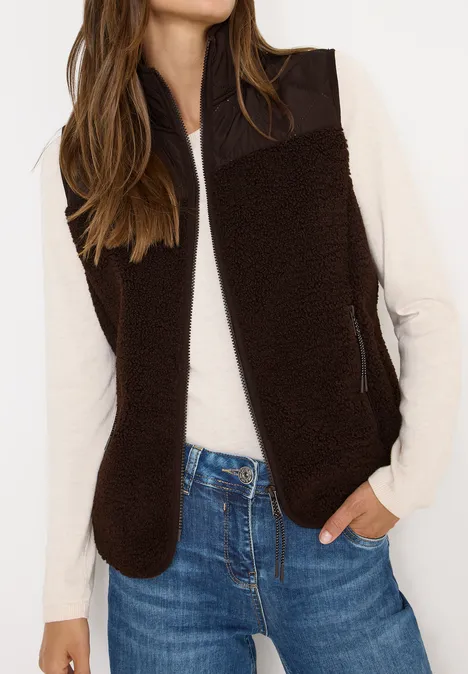Teddy-Weste mit Steppdetails tartufo brown