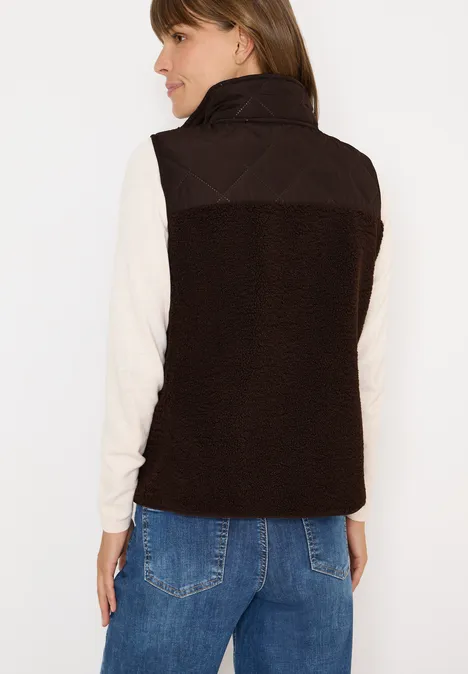 Teddy-Weste mit Steppdetails tartufo brown