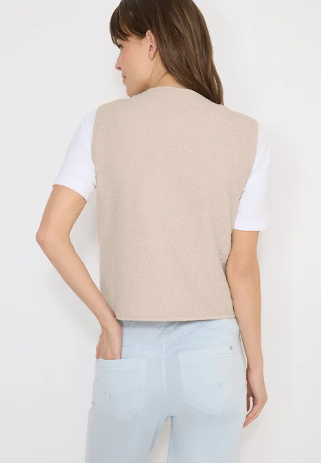 Weste aus Teddy-Material mit Rundhals teddy vanilla white Weste aus Teddy-Material mit Rundhals teddy vanilla white