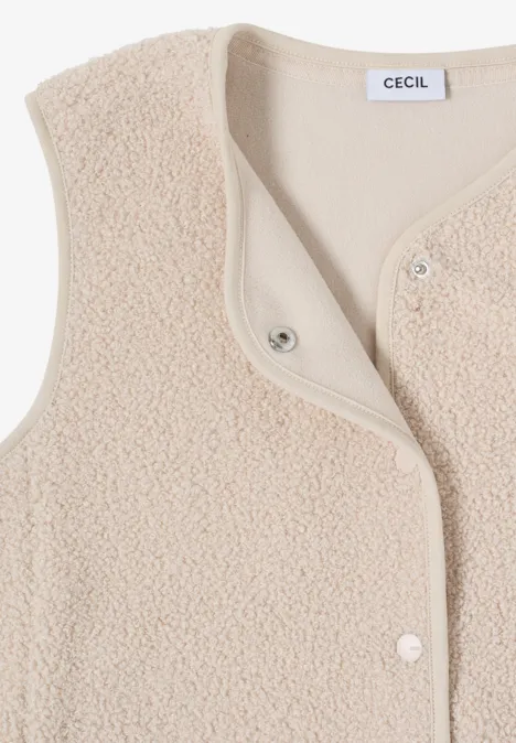 Weste aus Teddy-Material mit Rundhals teddy vanilla white Weste aus Teddy-Material mit Rundhals teddy vanilla white