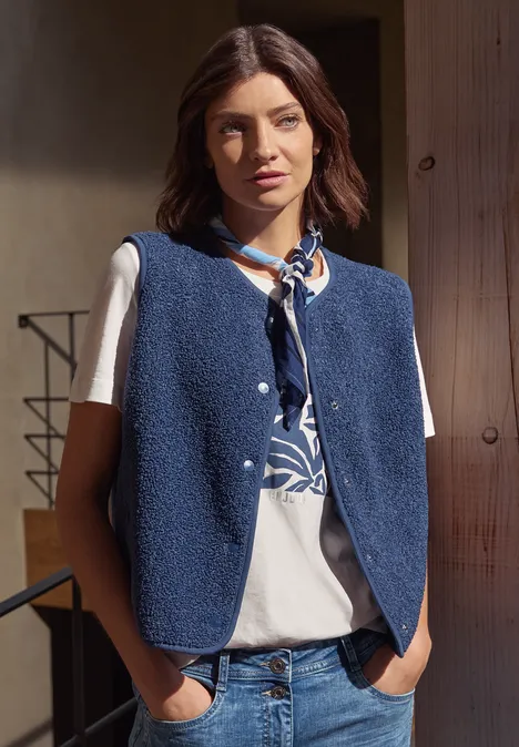 Vest met knoopsluiting sporty denim blue Vest met knoopsluiting sporty denim blue