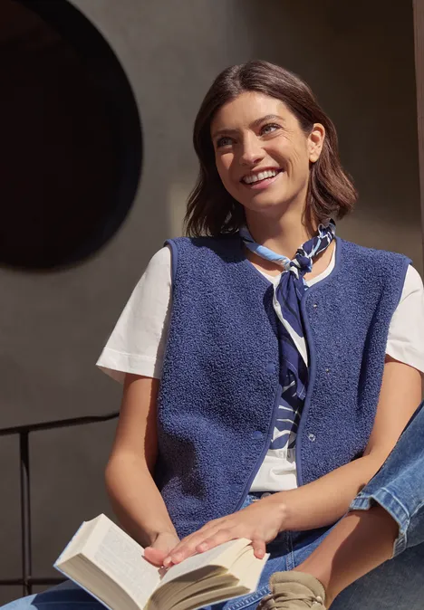 Vest met knoopsluiting sporty denim blue Vest met knoopsluiting sporty denim blue