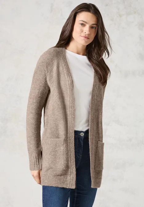 Langer Bouclé Cardigan milky caramel melange