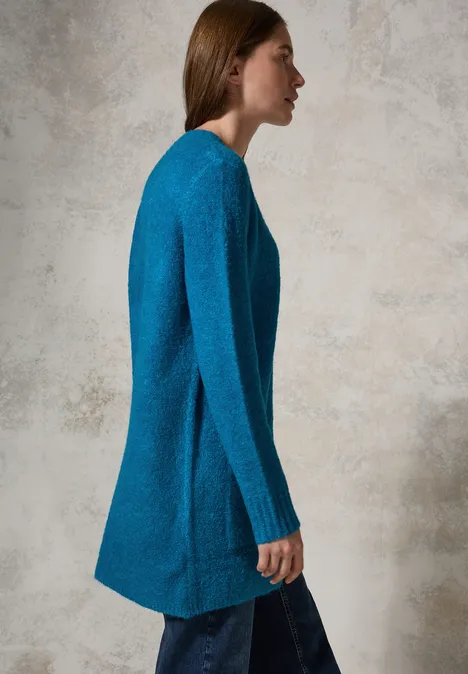 Langer Bouclé Cardigan dynamic aqua melange