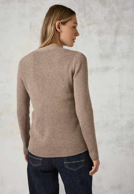 Cardigan mit Rippen-Struktur dark taupe melange
