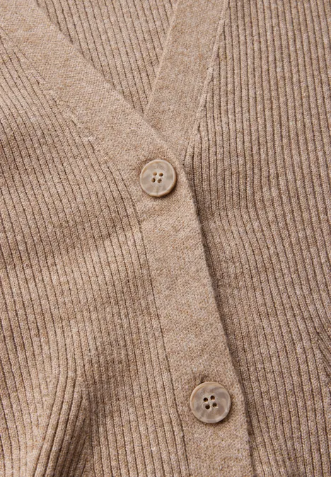 Cardigan mit Rippen-Struktur dark taupe melange