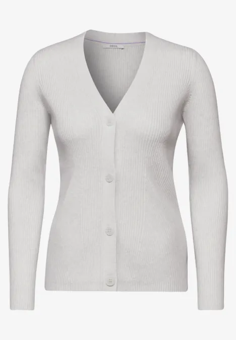 Cardigan mit Rippen-Struktur soft silver melange