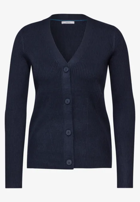 Cardigan mit Rippen-Struktur deep petrol melange