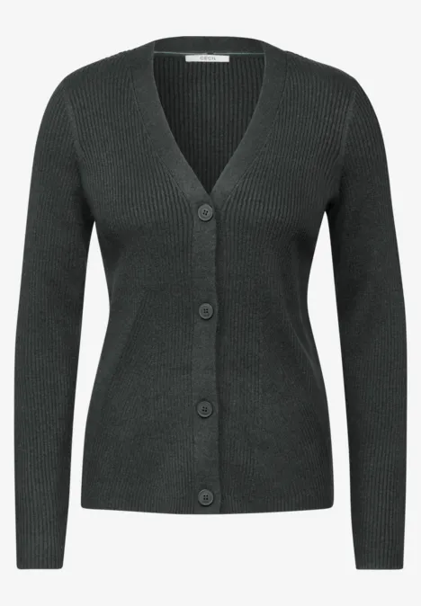 Cardigan mit Rippen-Struktur active khaki melange