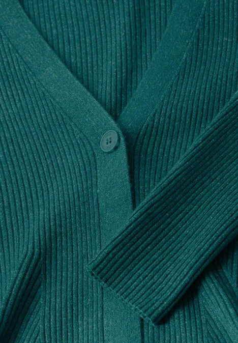 Cardigan mit Rippen-Struktur petrol green melange