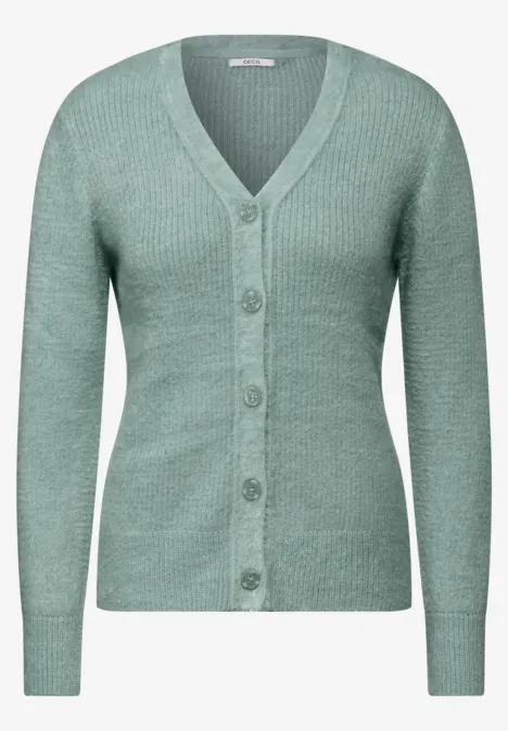 Federgarn-Cardigan iced salvia green