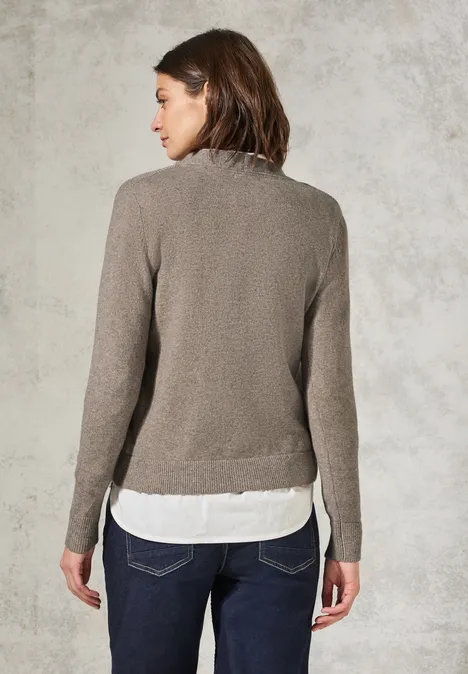 Strukturmix Cardigan dark taupe melange
