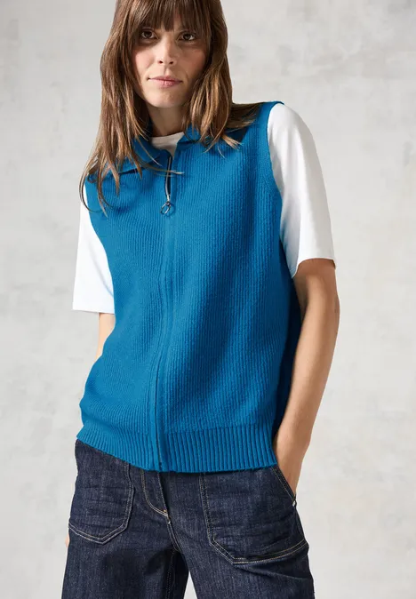 Ärmellose Strickjacke dynamic aqua melange