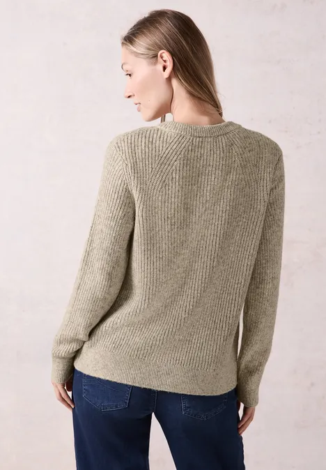 Grobstrick- Cardigan alabaster beige melange