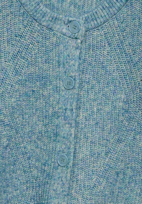 Grobstrick- Cardigan aqua melange