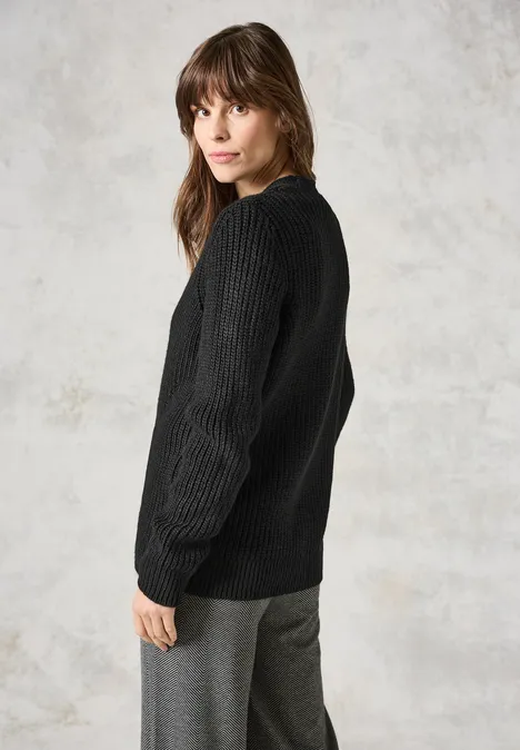 Grobstrick- Cardigan Black