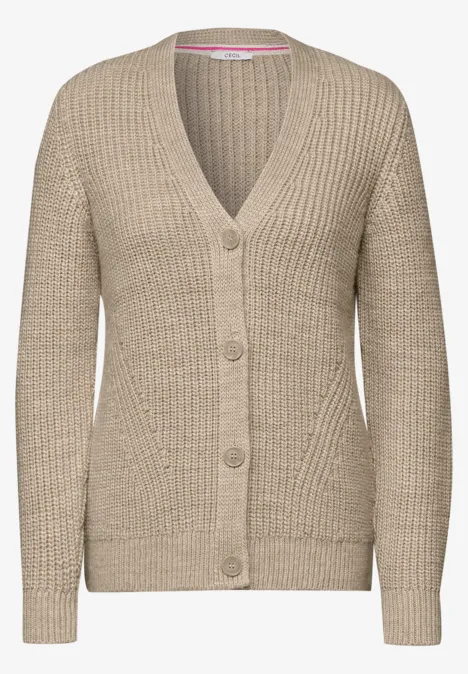 Grobstrick- Cardigan hazelnut melange