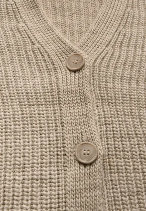 Grobstrick- Cardigan hazelnut melange
