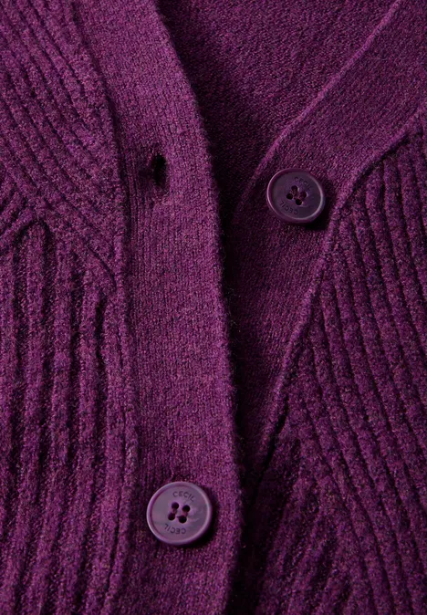 Cardigan mit Strickmuster beloved berry melange