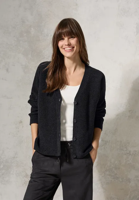 Chenille Dolman Cardigan deep charcoal grey