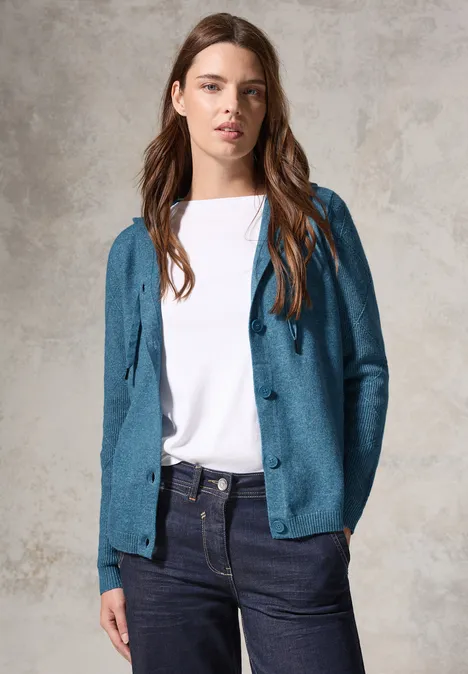 Cardigan mit Kapuze aqua melange