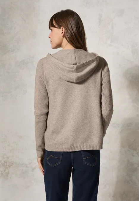 Cardigan mit Kapuze milky caramel melange
