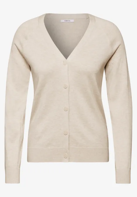 V-Neck Cardigan desert beige melange