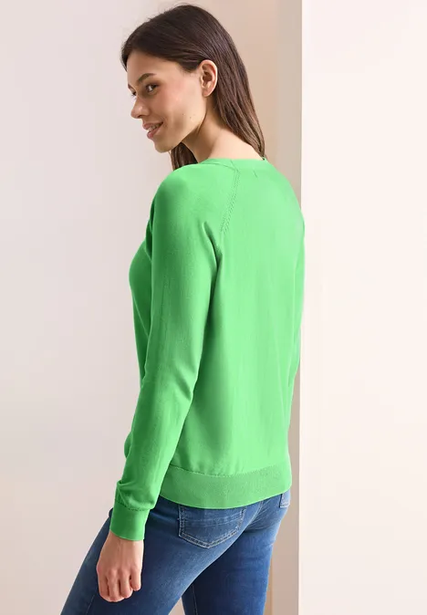 V-Neck Cardigan iced green