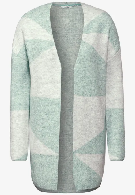 Gemusterte Strickjacke glaced green melange Gemusterte Strickjacke glaced green melange