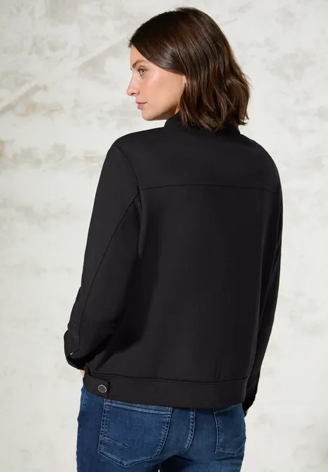 Sweatjacke mit Hemdkragen Black