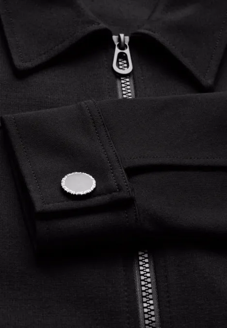 Sweatjacke mit Hemdkragen Black
