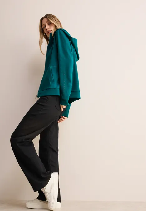 Sweatjacke mit Kapuze petrol green