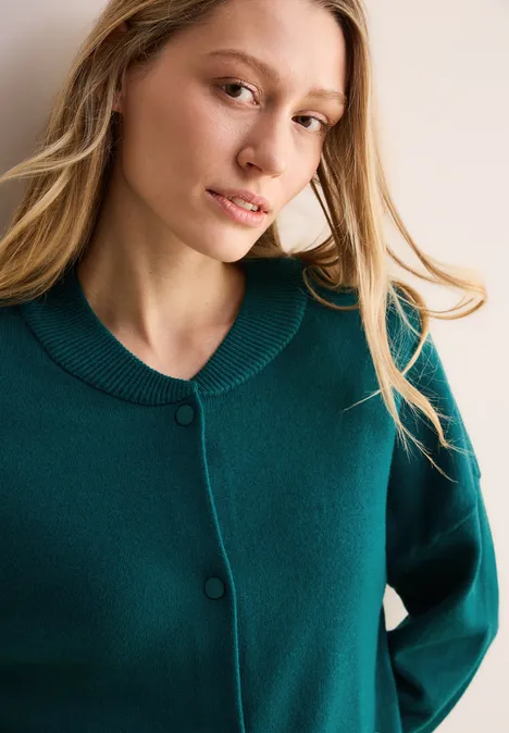 College Cardigan petrol green