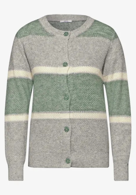 Gestreifter Cardigan glaced green melange