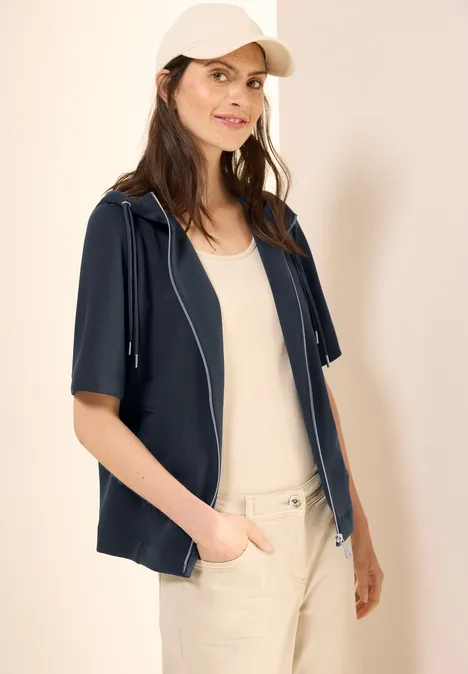 Kurzarm Sweatjacke universal blue