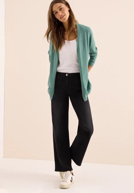 Offene Strickjacke jewel green melange