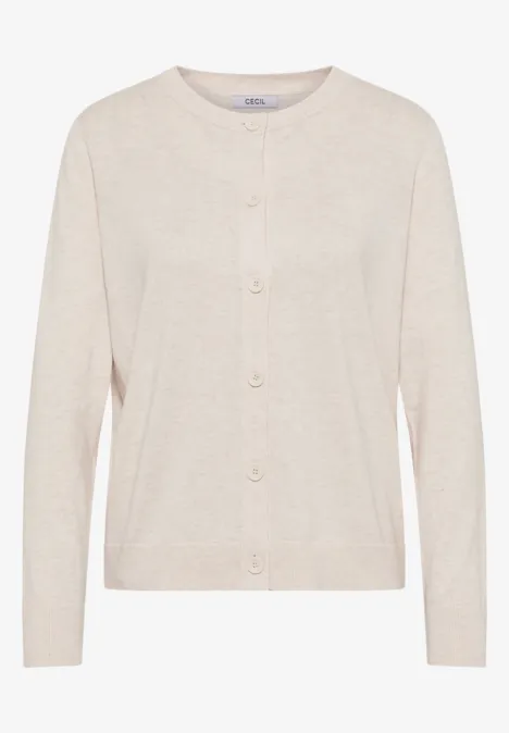 Strickjacke mit Knopfleiste oat milk beige melange
