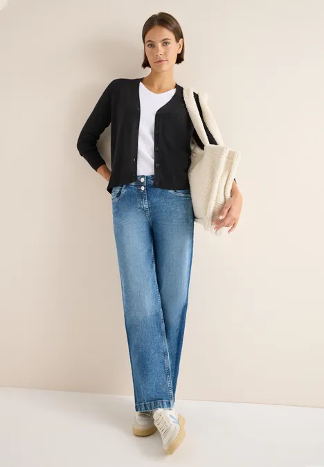 V-Neck Cardigan charcoal grey melange